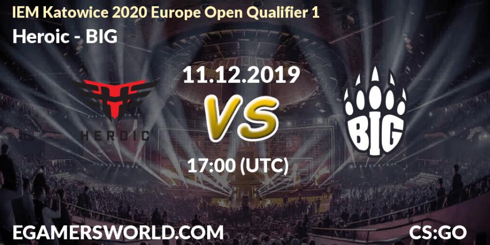 Prognose für das Spiel Heroic VS BIG. 11.12.19. CS2 (CS:GO) - IEM Katowice 2020 Europe Open Qualifier 1