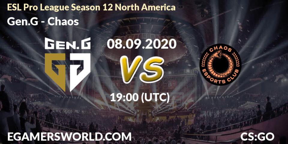 Prognose für das Spiel Gen.G VS Chaos. 08.09.20. CS2 (CS:GO) - ESL Pro League Season 12 North America