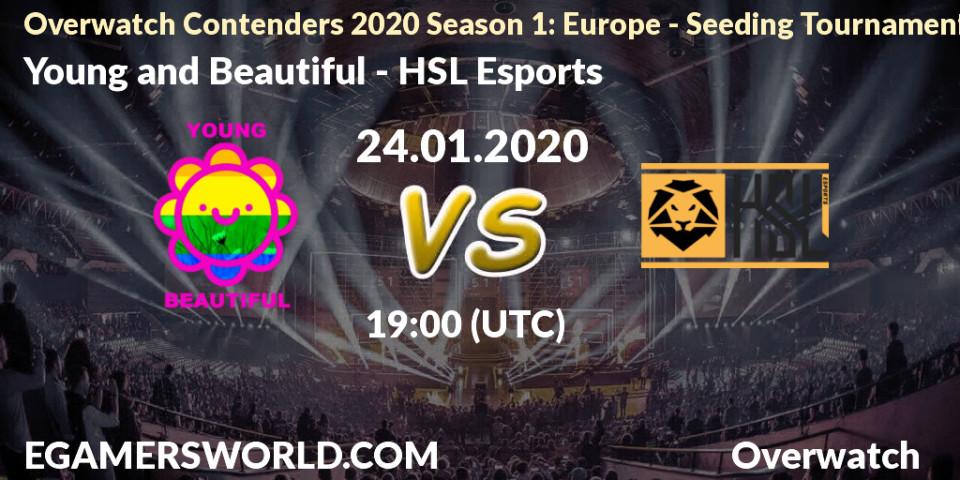 Prognose für das Spiel Young and Beautiful VS HSL Esports. 24.01.20. Overwatch - Overwatch Contenders 2020 Season 1: Europe - Seeding Tournament