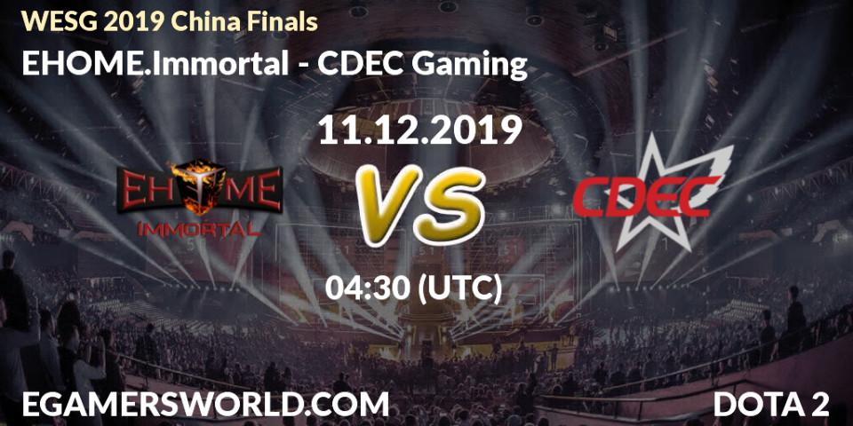 Prognose für das Spiel EHOME.Immortal VS CDEC Gaming. 11.12.2019 at 04:30. Dota 2 - WESG 2019 China Finals