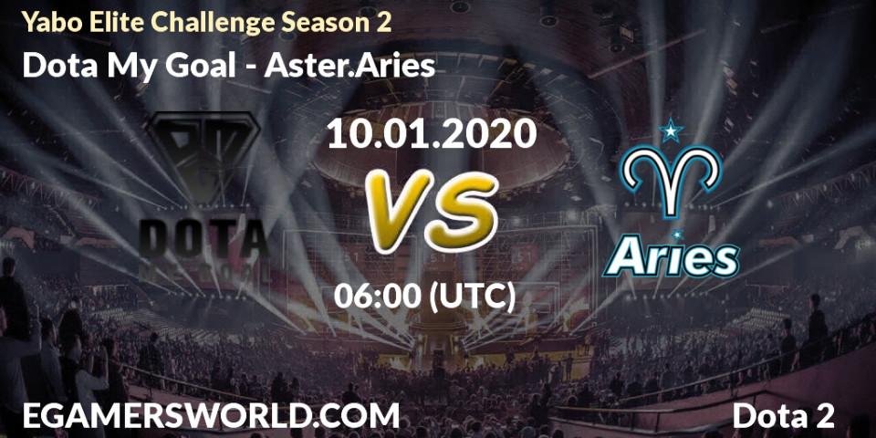 Prognose für das Spiel Dota My Goal VS Aster.Aries. 10.01.20. Dota 2 - Yabo Elite Challenge Season 2