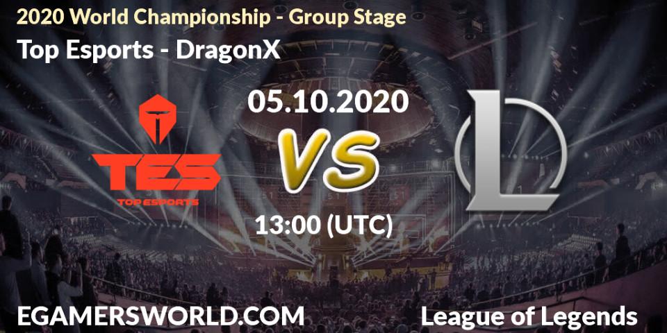 Prognose für das Spiel Top Esports VS DRX. 05.10.2020 at 13:00. LoL - 2020 World Championship - Group Stage