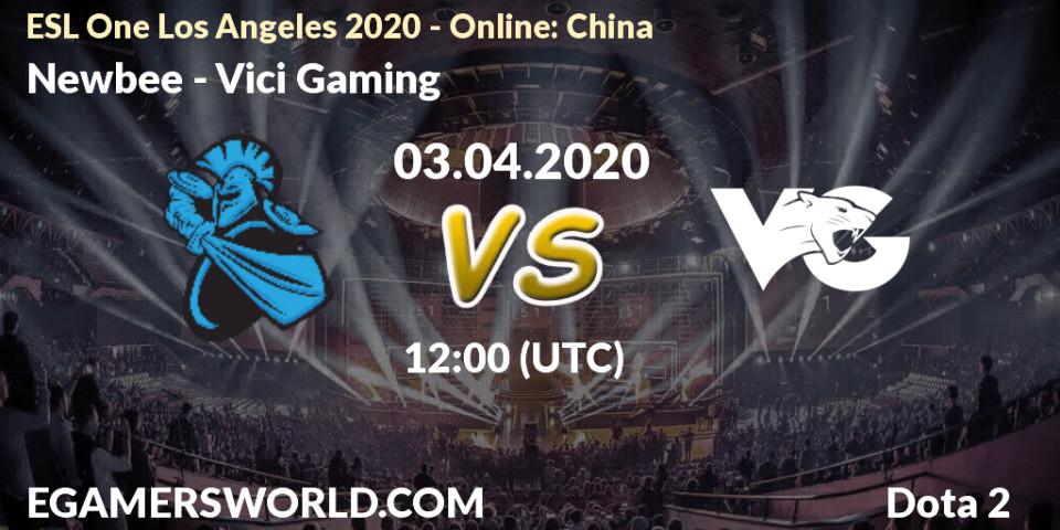 Prognose für das Spiel Newbee VS Vici Gaming. 03.04.20. Dota 2 - ESL One Los Angeles 2020 - Online: China
