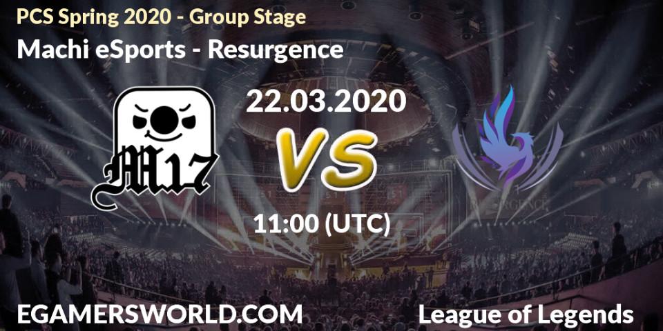 Prognose für das Spiel Machi eSports VS Resurgence. 22.03.2020 at 11:00. LoL - PCS Spring 2020 - Group Stage