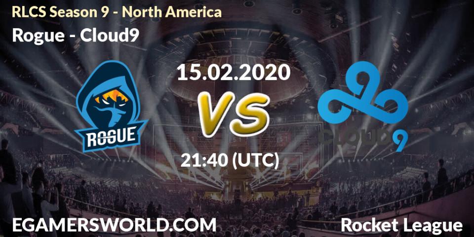 Prognose für das Spiel Rogue VS Cloud9. 15.02.20. Rocket League - RLCS Season 9 - North America