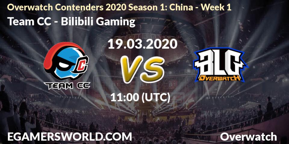 Prognose für das Spiel Team CC VS Bilibili Gaming. 19.03.2020 at 11:00. Overwatch - Overwatch Contenders 2020 Season 1: China - Week 1