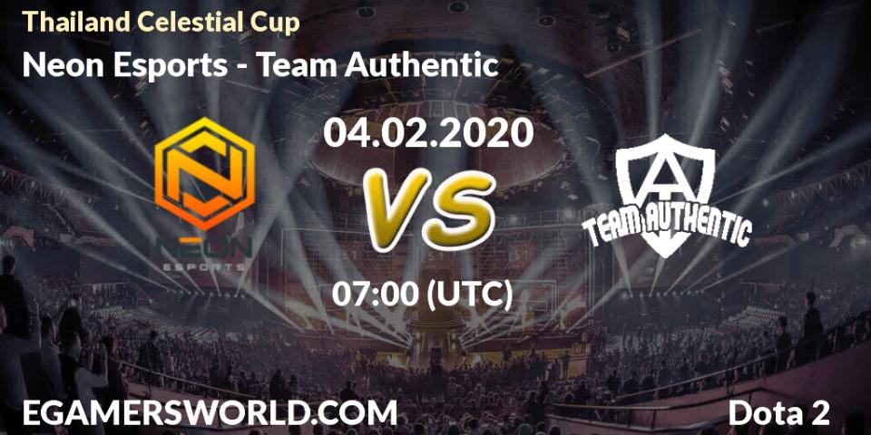 Prognose für das Spiel Neon Esports VS Team Authentic. 04.02.20. Dota 2 - Thailand Celestial Cup