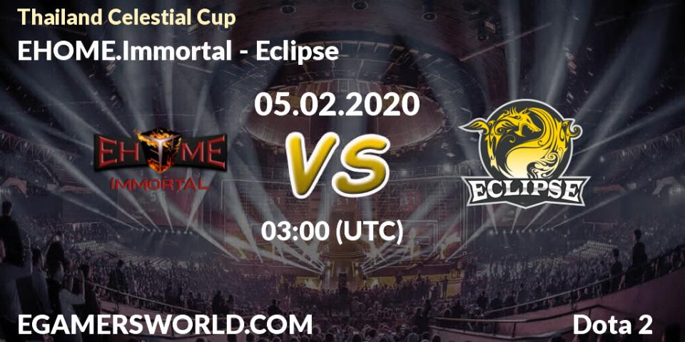 Prognose für das Spiel EHOME.Immortal VS Eclipse. 05.02.2020 at 03:08. Dota 2 - Thailand Celestial Cup