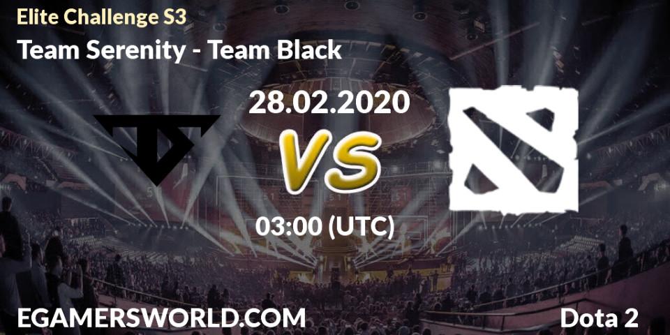 Prognose für das Spiel Team Serenity VS Team Black. 28.02.20. Dota 2 - Elite Challenge S3