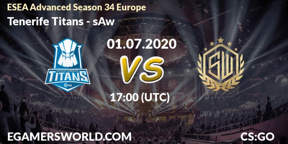 Prognose für das Spiel Tenerife Titans VS sAw. 01.07.2020 at 17:00. Counter-Strike (CS2) - ESEA Advanced Season 34 Europe