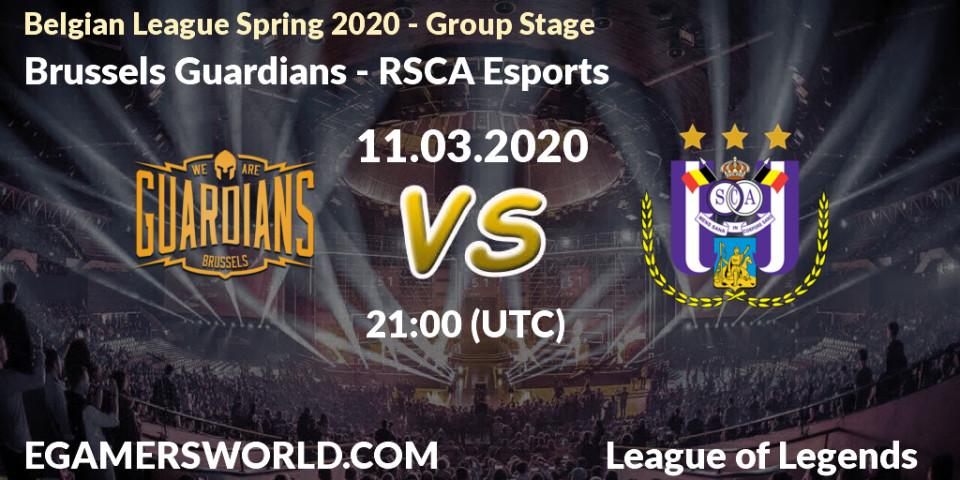 Prognose für das Spiel Brussels Guardians VS RSCA Esports. 11.03.2020 at 21:00. LoL - Belgian League Spring 2020 - Group Stage