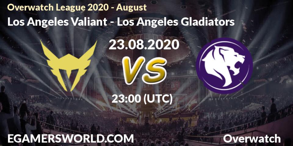 Prognose für das Spiel Los Angeles Valiant VS Los Angeles Gladiators. 23.08.20. Overwatch - Overwatch League 2020 - August