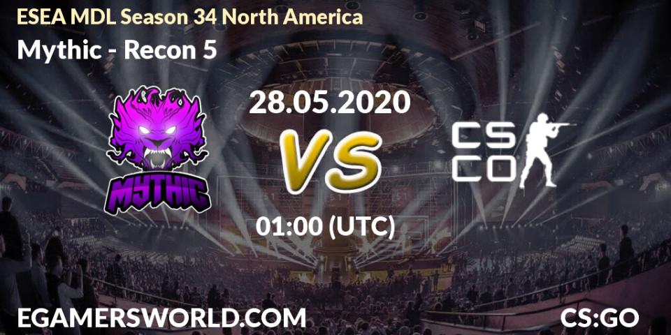 Prognose für das Spiel Mythic VS Recon 5. 11.06.2020 at 01:10. Counter-Strike (CS2) - ESEA MDL Season 34 North America