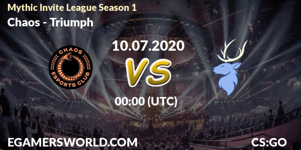 Prognose für das Spiel Chaos VS Triumph. 10.07.2020 at 00:05. Counter-Strike (CS2) - Mythic Invite League Season 1