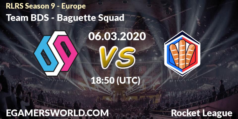 Prognose für das Spiel Team BDS VS Baguette Squad. 06.03.20. Rocket League - RLRS Season 9 - Europe