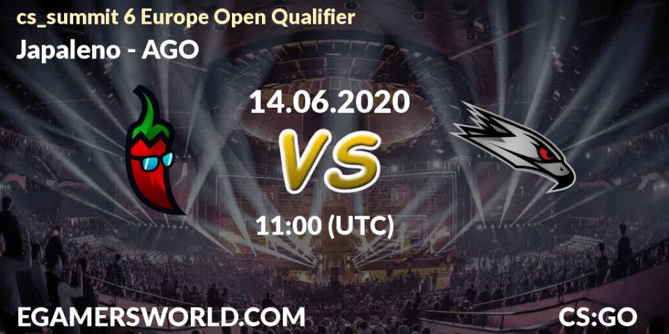 Prognose für das Spiel Japaleno VS AGO. 14.06.20. CS2 (CS:GO) - cs_summit 6 Europe Open Qualifier
