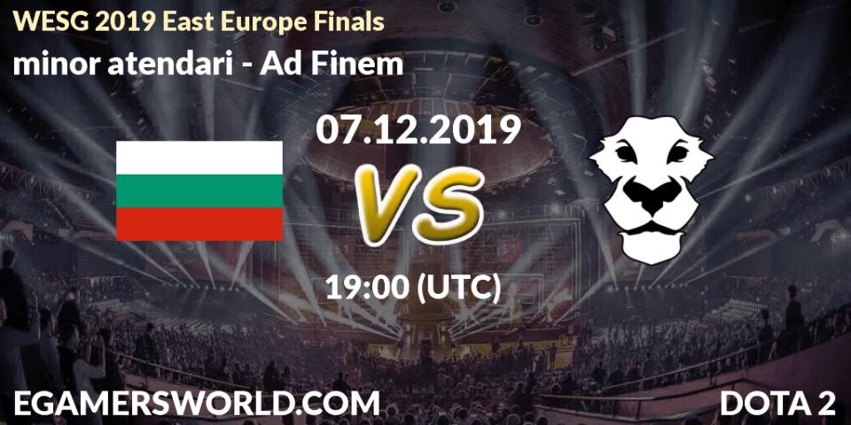 Prognose für das Spiel minor atendari VS Ad Finem. 07.12.19. Dota 2 - WESG 2019 East Europe Finals