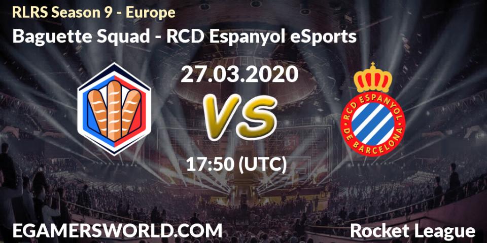 Prognose für das Spiel Baguette Squad VS RCD Espanyol eSports. 27.03.20. Rocket League - RLRS Season 9 - Europe