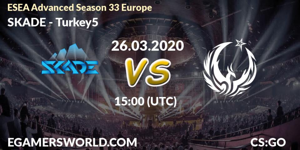 Prognose für das Spiel SKADE VS Turkey5. 26.03.20. CS2 (CS:GO) - ESEA Advanced Season 33 Europe