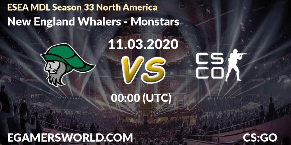 Prognose für das Spiel New England Whalers VS Monstars. 11.03.20. CS2 (CS:GO) - ESEA MDL Season 33 North America