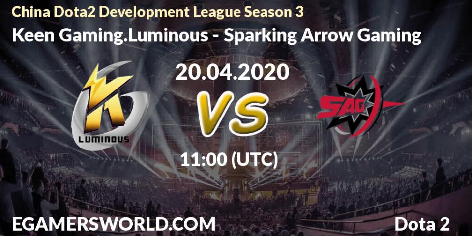 Prognose für das Spiel Keen Gaming.Luminous VS Sparking Arrow Gaming. 20.04.20. Dota 2 - China Dota2 Development League Season 3