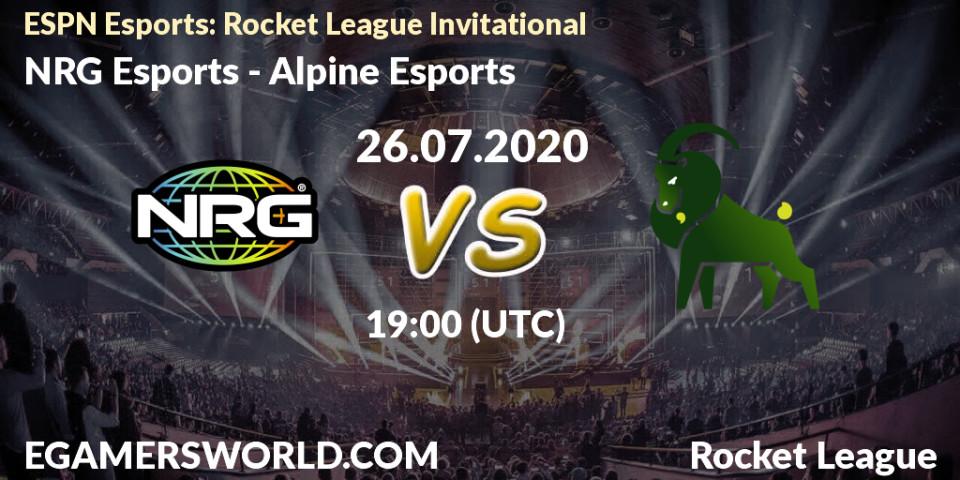 Prognose für das Spiel NRG Esports VS Alpine Esports. 26.07.2020 at 19:00. Rocket League - ESPN Esports: Rocket League Invitational