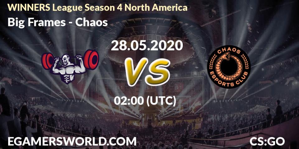 Prognose für das Spiel Big Frames VS Chaos. 28.05.20. CS2 (CS:GO) - WINNERS League Season 4 North America