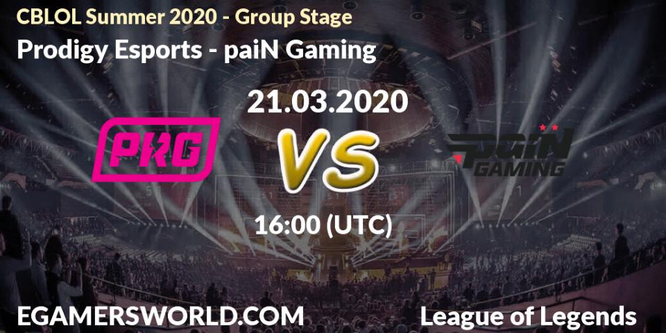 Prognose für das Spiel Prodigy Esports VS paiN Gaming. 10.04.2020 at 16:00. LoL - CBLOL Summer 2020 - Group Stage