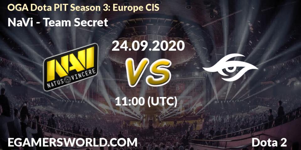 Prognose für das Spiel NaVi VS Team Secret. 24.09.20. Dota 2 - OGA Dota PIT Season 3: Europe CIS