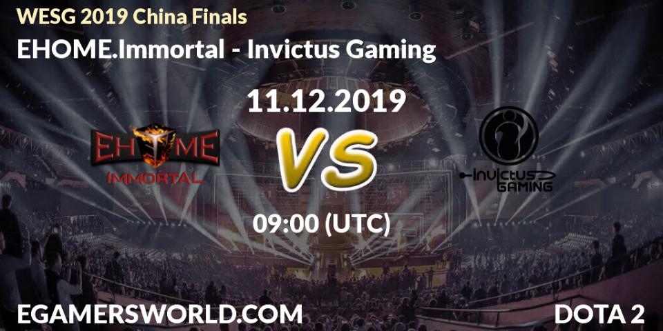 Prognose für das Spiel EHOME.Immortal VS Invictus Gaming. 11.12.2019 at 08:20. Dota 2 - WESG 2019 China Finals