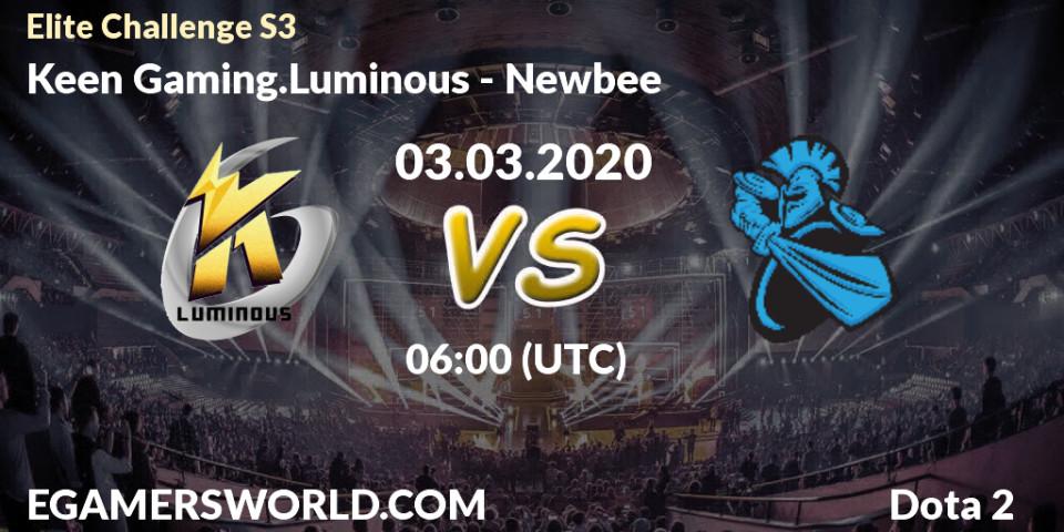 Prognose für das Spiel Keen Gaming.Luminous VS Newbee. 03.03.2020 at 06:41. Dota 2 - Elite Challenge S3