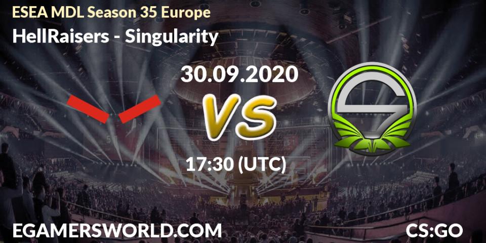 Prognose für das Spiel HellRaisers VS Singularity. 30.09.2020 at 17:30. Counter-Strike (CS2) - ESEA MDL Season 35 Europe