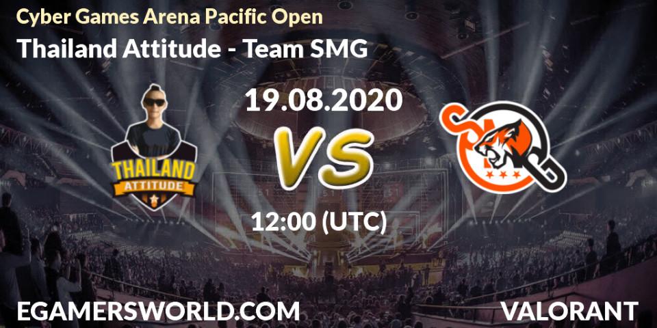 Prognose für das Spiel Thailand Attitude VS Team SMG. 19.08.20. VALORANT - Cyber Games Arena Pacific Open