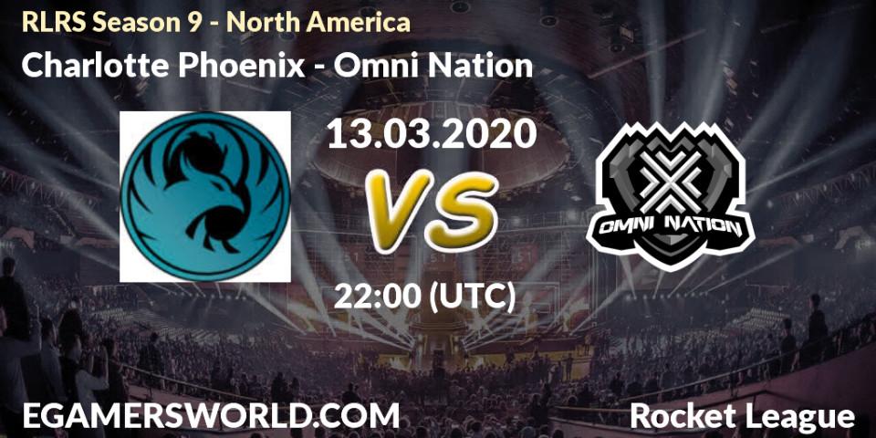 Prognose für das Spiel Charlotte Phoenix VS Omni Nation. 13.03.20. Rocket League - RLRS Season 9 - North America