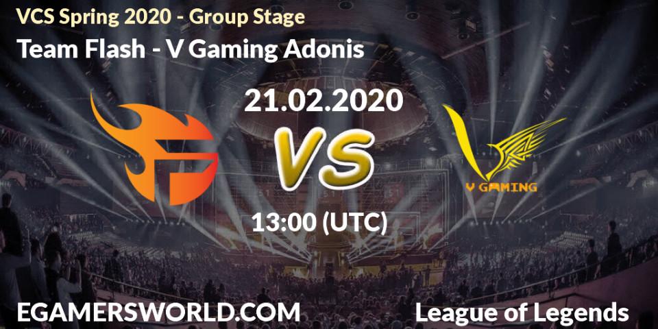 Prognose für das Spiel Team Flash VS V Gaming Adonis. 21.02.20. LoL - VCS Spring 2020 - Group Stage