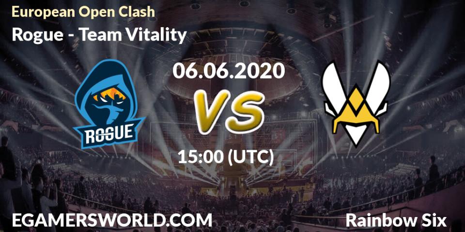 Prognose für das Spiel Rogue VS Team Vitality. 06.06.2020 at 18:00. Rainbow Six - European Open Clash