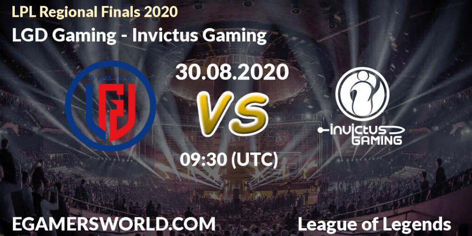 Prognose für das Spiel LGD Gaming VS Invictus Gaming. 30.08.20. LoL - LPL Regional Finals 2020