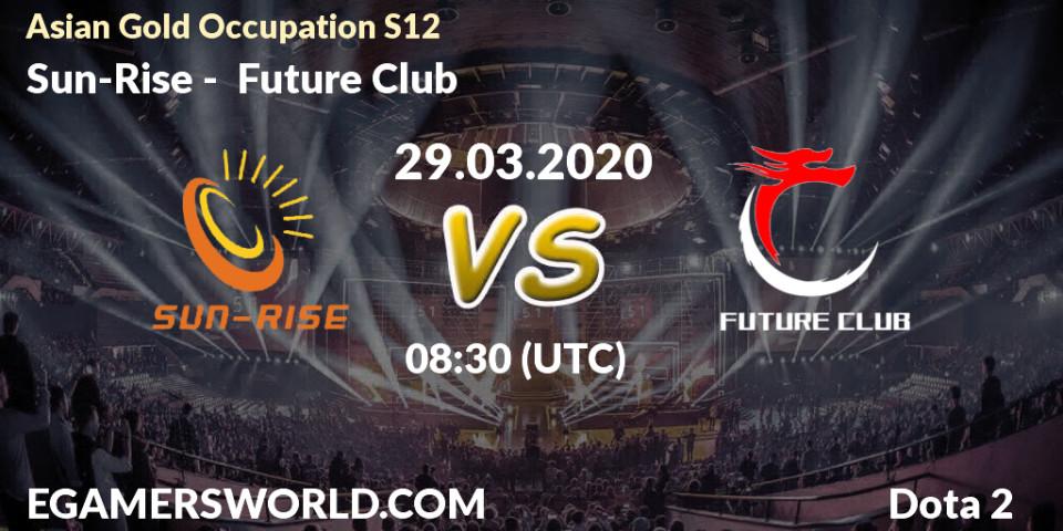 Prognose für das Spiel Sun-Rise VS Future Club. 29.03.20. Dota 2 - Asian Gold Occupation S12