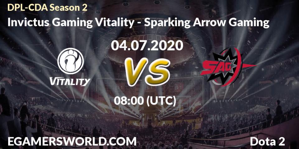 Prognose für das Spiel Invictus Gaming Vitality VS Sparking Arrow Gaming. 04.07.2020 at 08:01. Dota 2 - DPL-CDA Professional League Season 2