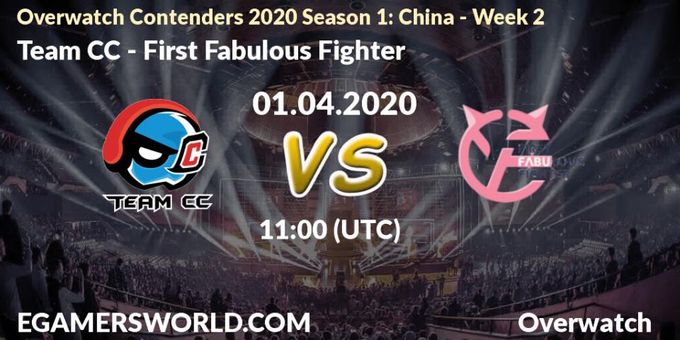 Prognose für das Spiel Team CC VS First Fabulous Fighter. 01.04.20. Overwatch - Overwatch Contenders 2020 Season 1: China - Week 2