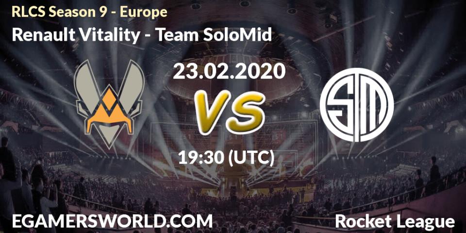 Prognose für das Spiel Renault Vitality VS Team SoloMid. 23.02.20. Rocket League - RLCS Season 9 - Europe