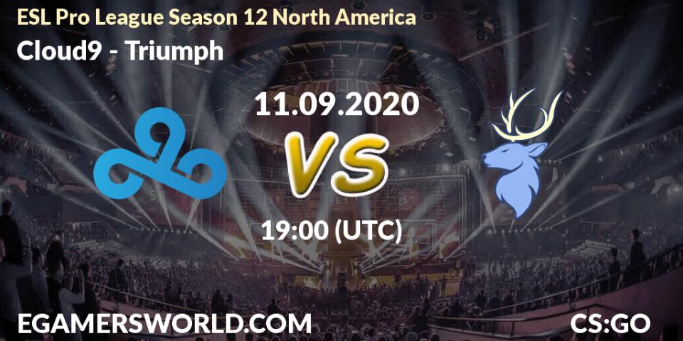 Prognose für das Spiel Cloud9 VS Triumph. 11.09.2020 at 19:00. Counter-Strike (CS2) - ESL Pro League Season 12 North America