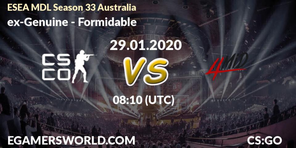 Prognose für das Spiel ex-Genuine VS Formidable. 29.01.20. CS2 (CS:GO) - ESEA MDL Season 33 Australia