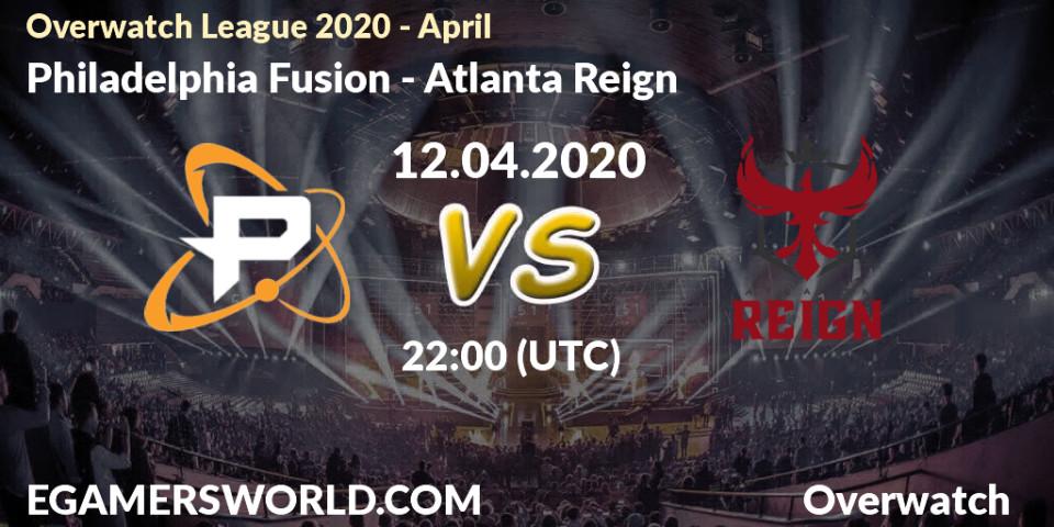 Prognose für das Spiel Philadelphia Fusion VS Atlanta Reign. 12.04.2020 at 22:00. Overwatch - Overwatch League 2020 - April