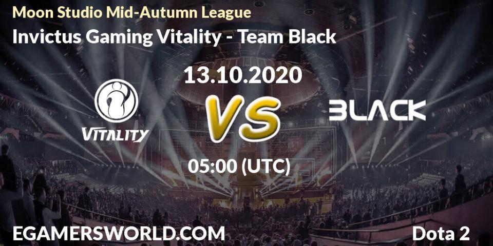 Prognose für das Spiel Invictus Gaming Vitality VS Team Black. 13.10.20. Dota 2 - Moon Studio Mid-Autumn League