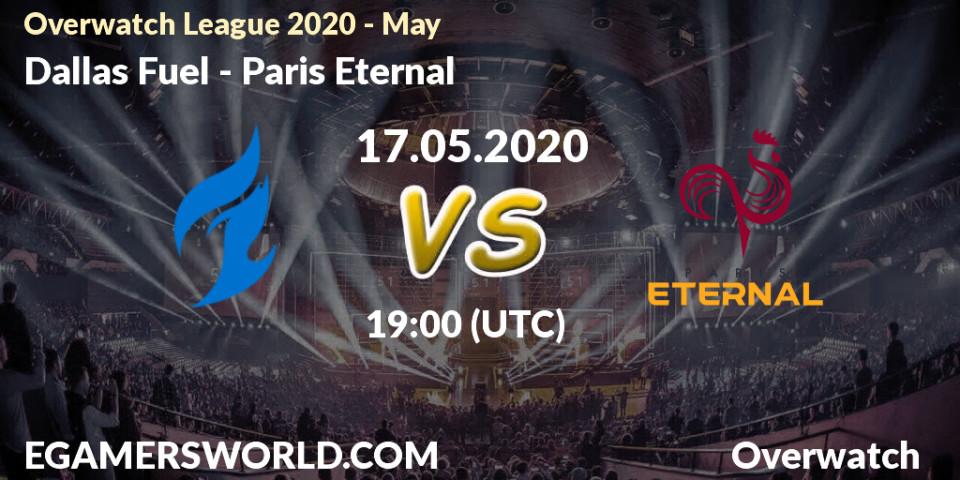 Prognose für das Spiel Dallas Fuel VS Paris Eternal. 17.05.20. Overwatch - Overwatch League 2020 - May