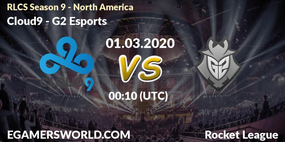 Prognose für das Spiel Cloud9 VS G2 Esports. 01.03.20. Rocket League - RLCS Season 9 - North America