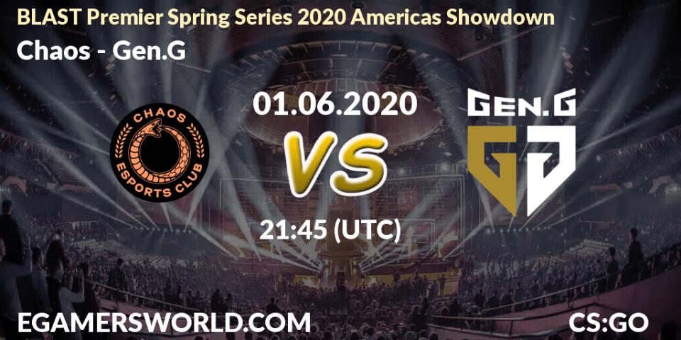 Prognose für das Spiel Chaos VS Gen.G. 01.06.20. CS2 (CS:GO) - BLAST Premier Spring Series 2020 Americas Showdown 