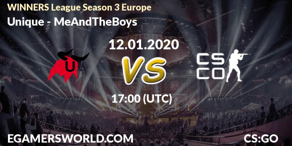 Prognose für das Spiel Unique VS MeAndTheBoys. 12.01.20. CS2 (CS:GO) - WINNERS League Season 3 Europe