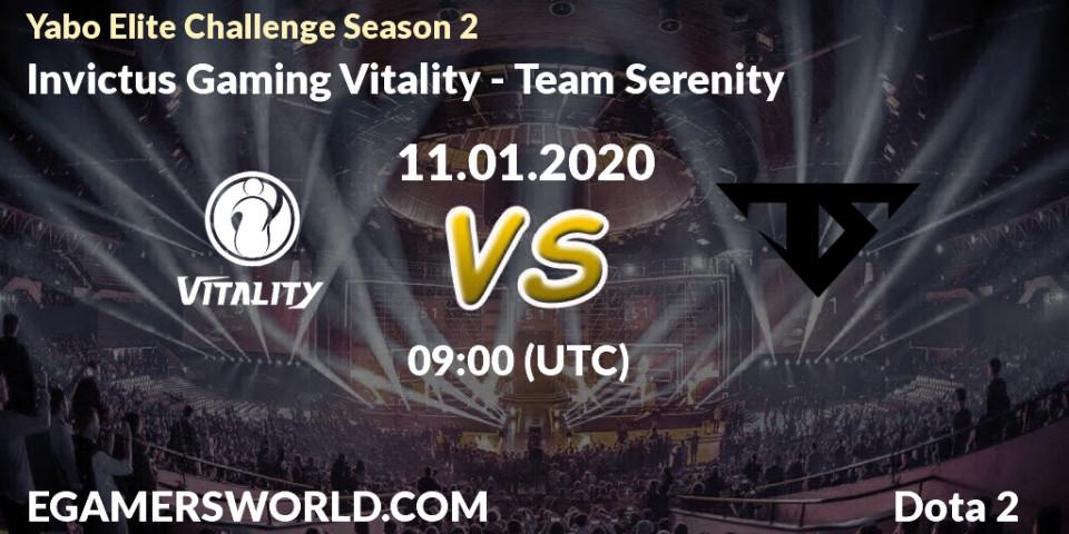 Prognose für das Spiel Invictus Gaming Vitality VS Team Serenity. 11.01.20. Dota 2 - Yabo Elite Challenge Season 2
